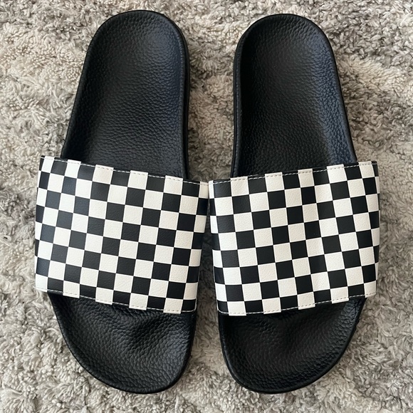 Vans Men\'s Slide-On Black Checkerboard Slides Sandals